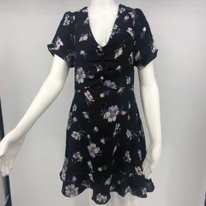 MISSGUIDED Black Button Tie Back Tea Dress 6
